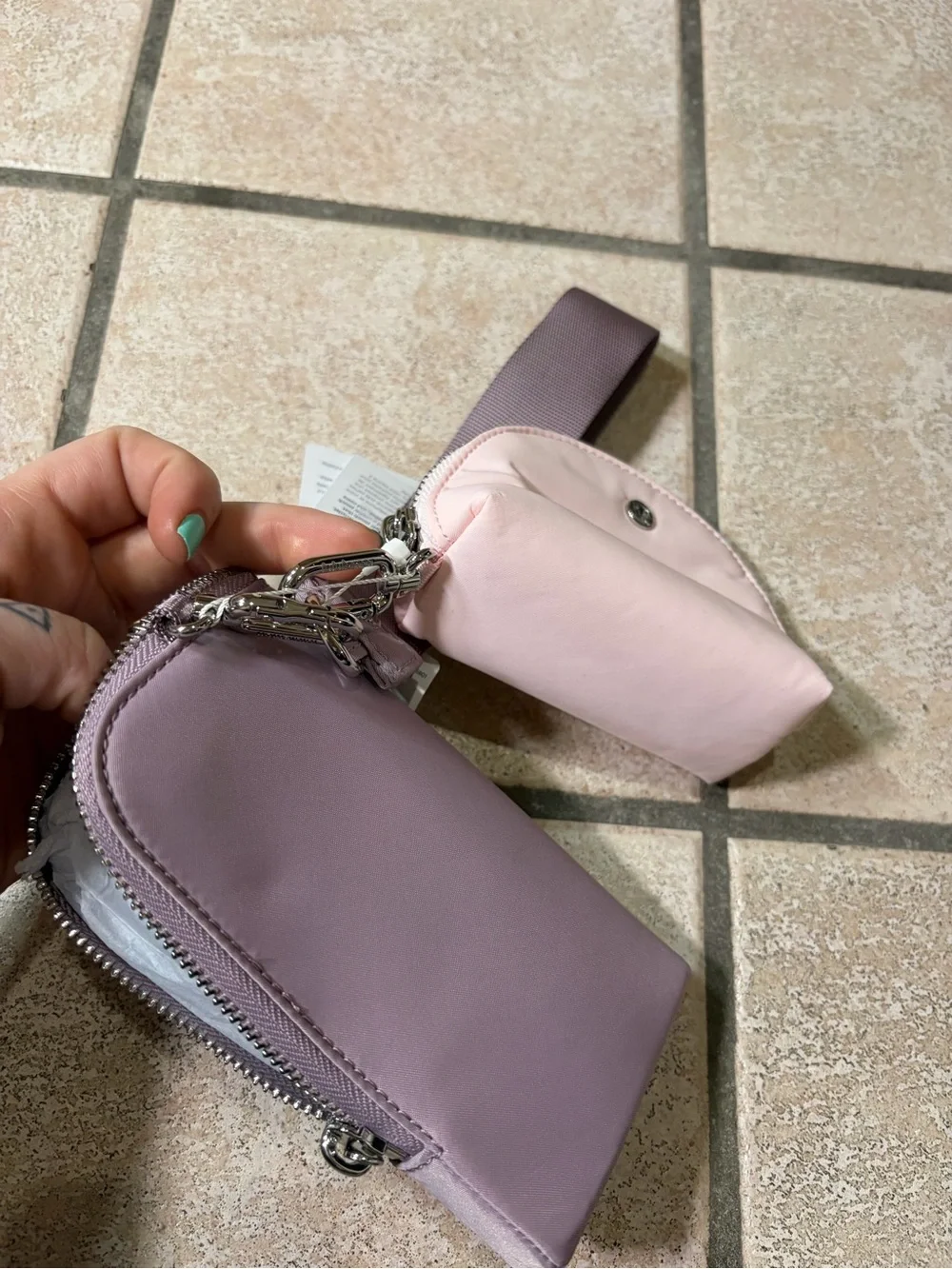 NWT Lululemon Dual Pouch Wristlet *Wallet (Lotus Lavender/Pink Pearl/Silver)
